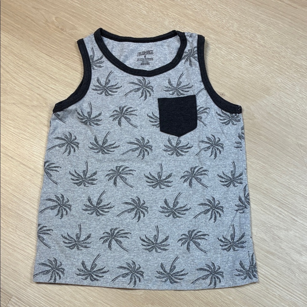 Alex & Jack Gray & Blafk Palm Tree Kids Tank Top
